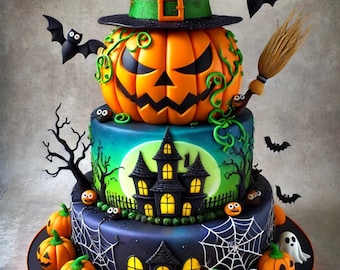 Spooky Halloween Cake: Haunted House, Pumpkins, and Witches&#39; Delight/11 cakes pdf designs
