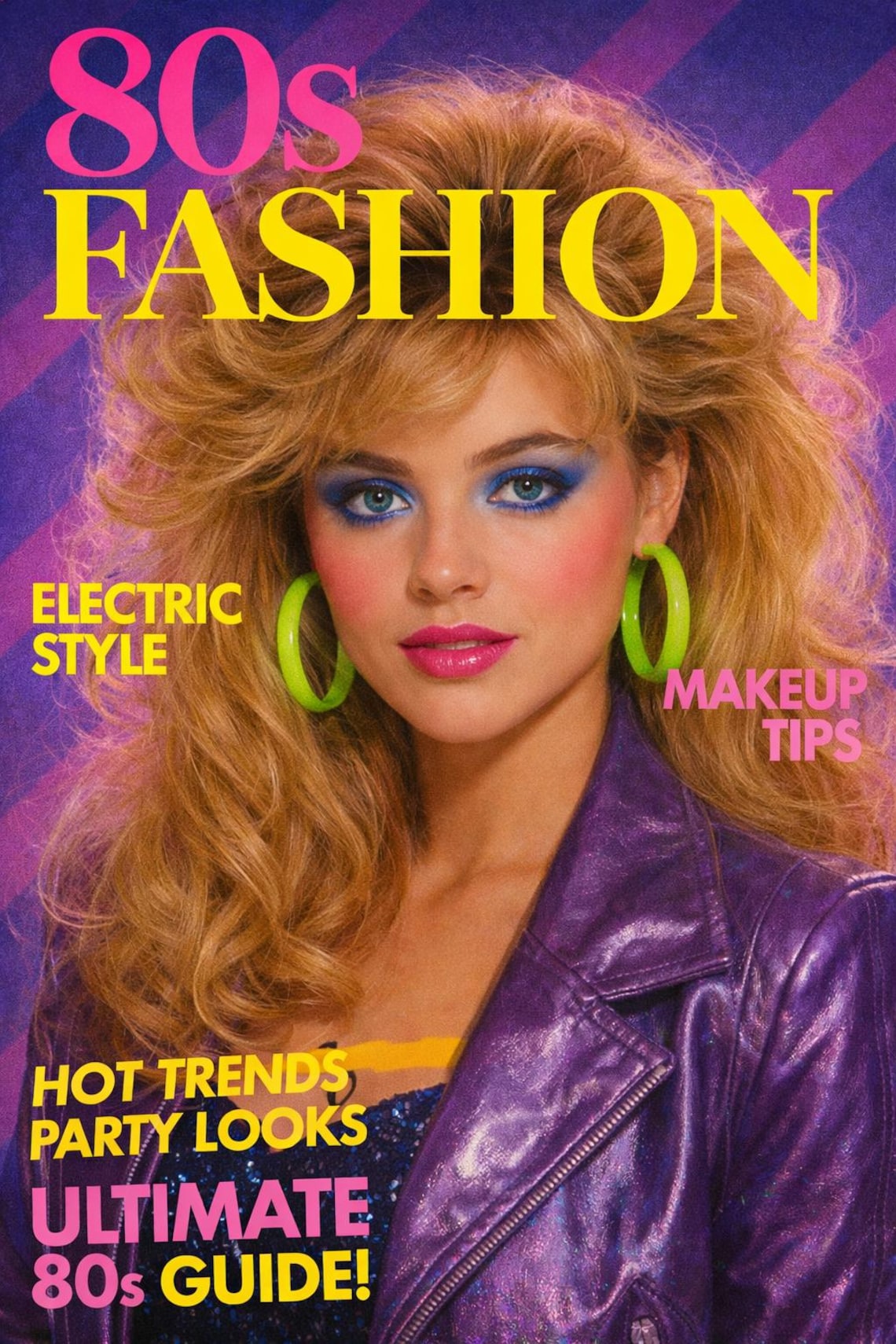 80s Fashion Magazine Cover Poster – Retro Glam Neon 1980s Wall Art ...