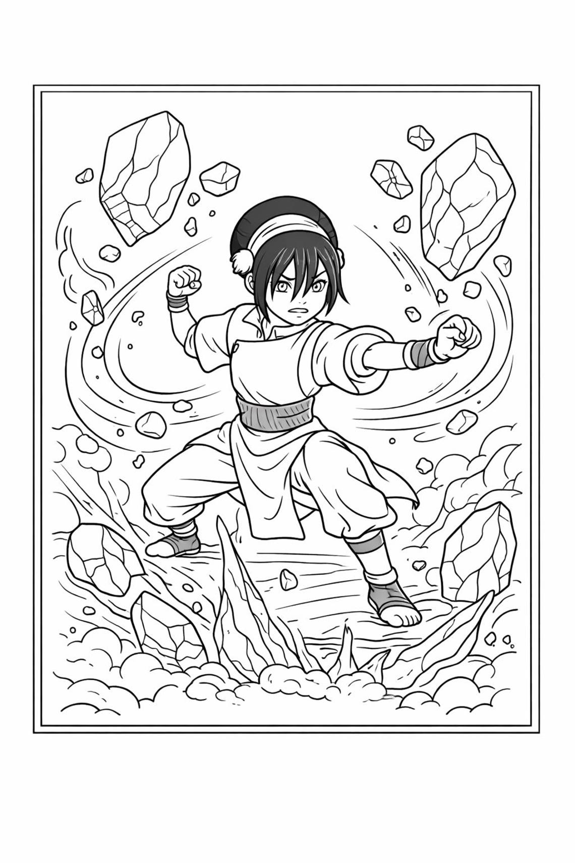 Avatar Elements Coloring Pages – 5PDF/| Aang, Appa, Toph, Waterbending ...