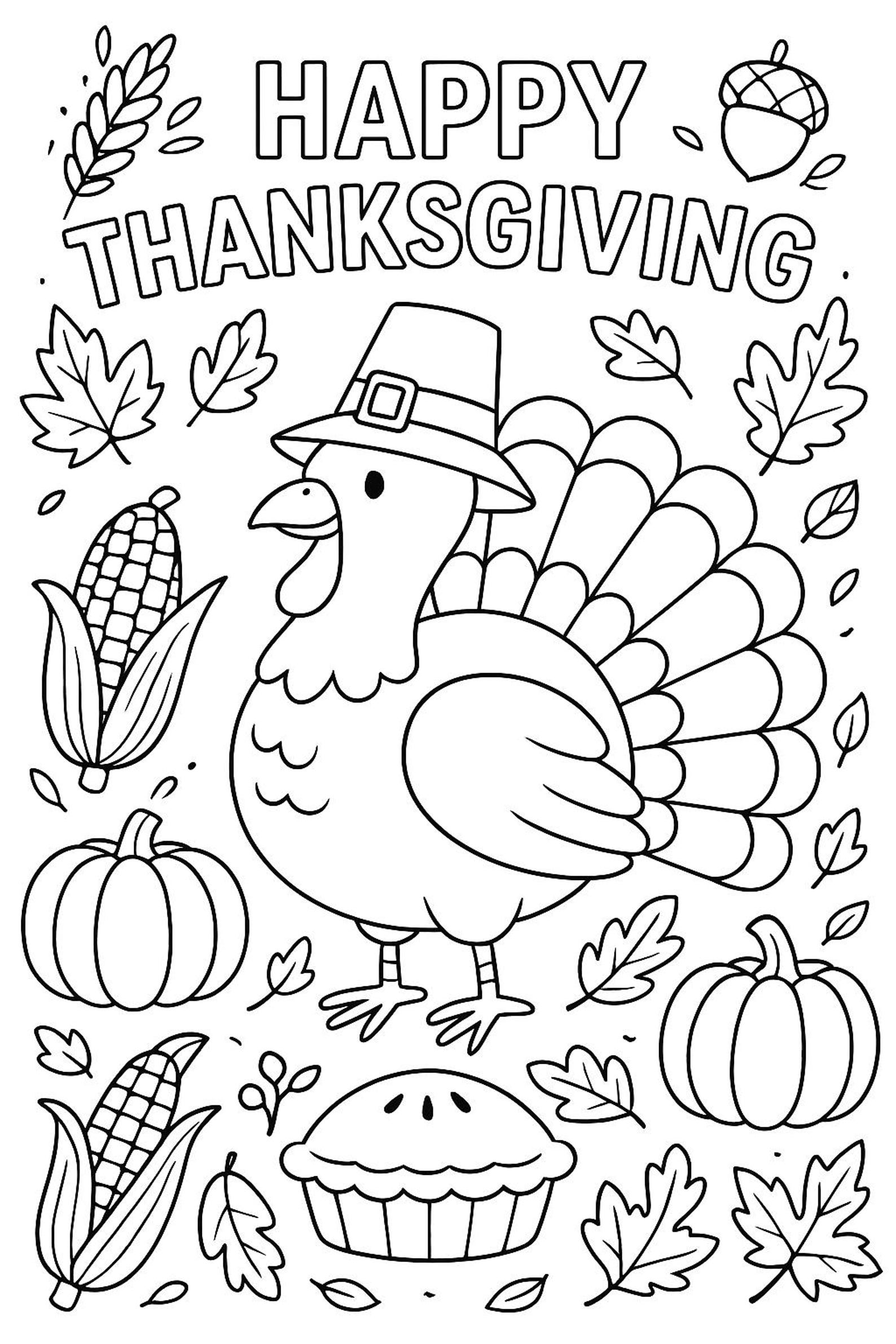 Thanksgiving Coloring Pages Bundle | Printable 8.5x11 PDF | Cute Fall ...