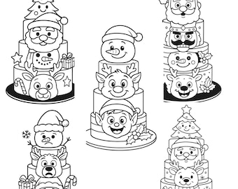 christmas coloring pages/christmas CAKES CHRISTMAS5coloring pages printable/5PDF/christmas coloring pages for kids/ coloring pages for ALL/