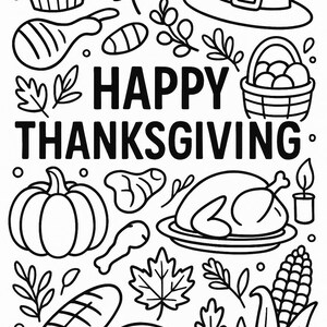 Thanksgiving Coloring Pages Bundle | Printable 8.5x11 PDF | Cute Fall ...