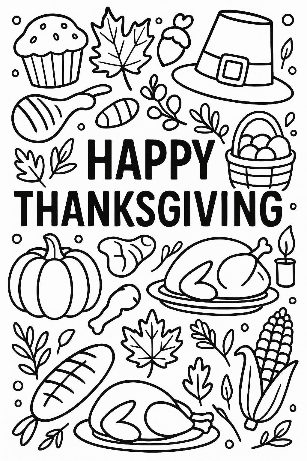 Thanksgiving Coloring Pages Bundle | Printable 8.5x11 PDF | Cute Fall ...