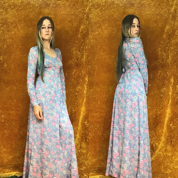 Floral Jersey Empire Waist Maxi Dress