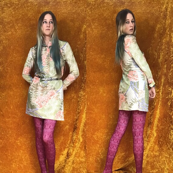 Lurex Dot 1970'S Dagger Collar Mini Dress