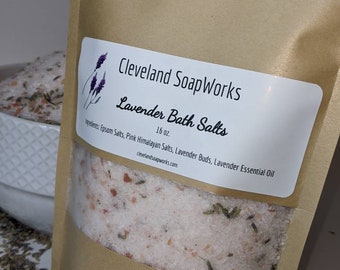 Lavender Bath Salts - French Lavender Essential Oil - Epsom Salts - Himalayan Salts - Relaxation -Soak