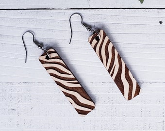 Small Zebra Print EarringsPlastic Texture Faux Leather Leaf Teardrop EarringsGift for Her under 10Statement EarringsEasy to wear