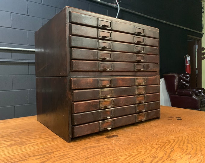 Small Antique Wooden Flat File Etsy