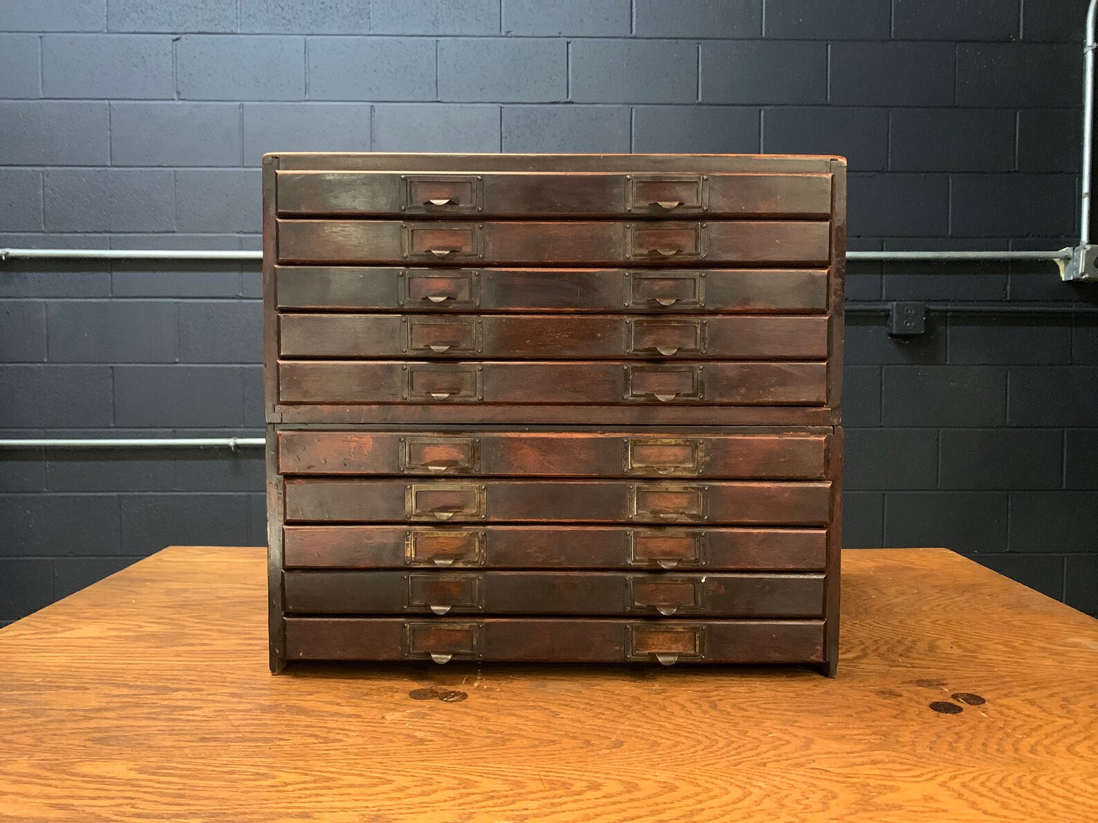 Small Antique Wooden Flat File Etsy