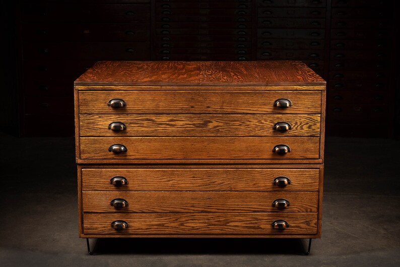 Vintage Six Drawer Wooden Flat File Etsy