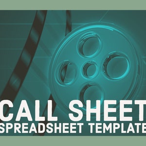 Call Sheet Template für Film, Film, Videoproduktion Crew und Talent