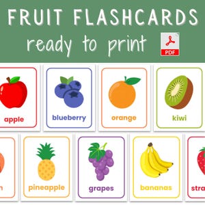 Fruits Flashcards Cards | Instant Download | Children’s Flashcards | Educational Printable Flashcards