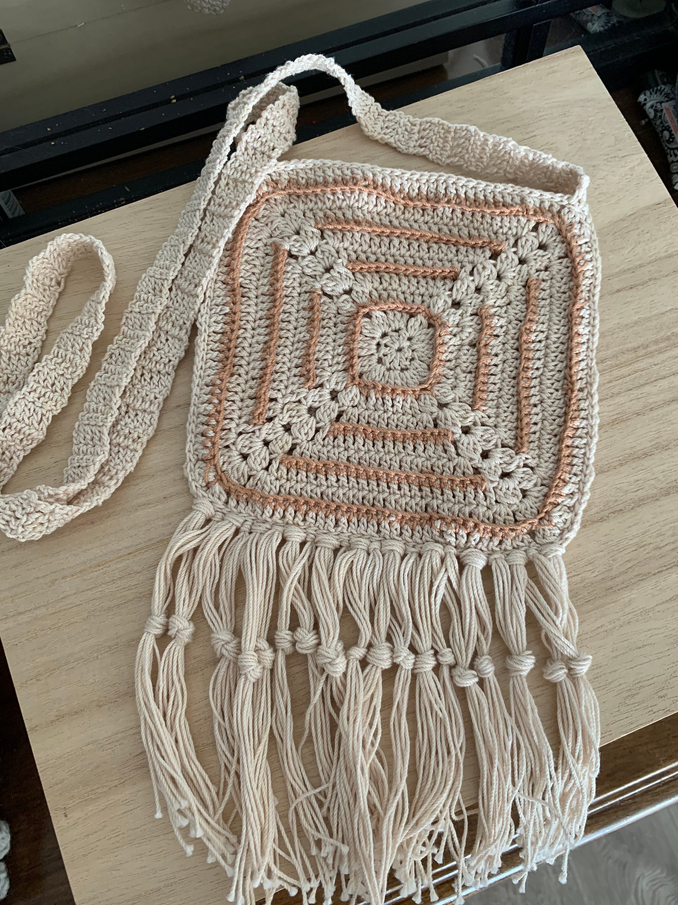 Crochet Purse Retro Handmade Fringed Purse Cotton Fringed Etsy