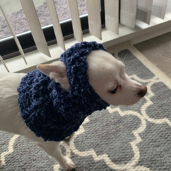 Chenille Dog Snood with Reversable Ear Holes, Small Dog Hat with Optional Ear Holes, Chihuahua Hat