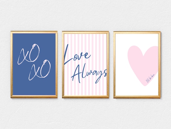 Love Always (Pink & Navy Blue) | Set of 3 Digital Prints | Girly Decor | INSTANT DOWNLOADS