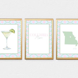 Columbia Southern Charm Digital Prints (Blue, Pink, & Green) | Set of 3 Digital Prints | Mizzou | College Town | INSTANT DOWNLOADS