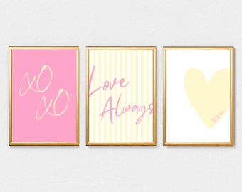 Love Always (Pink & Yellow) | Set of 3 Digital Prints | Girly Decor | INSTANT DOWNLOADS