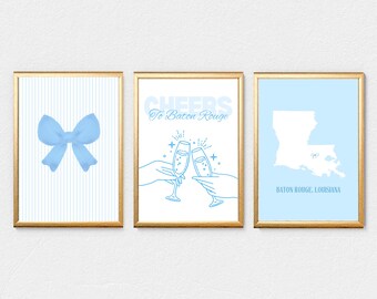 Cheers to Baton Rouge! (Blue) | Set of 3 Digital Prints | LSU | College Town | INSTANT DOWNLOADS