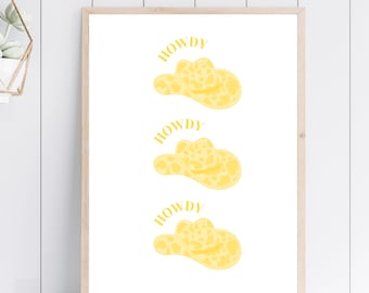 Howdy Cowgirl Digital Print | Yellow | INSTANT DOWNLOAD