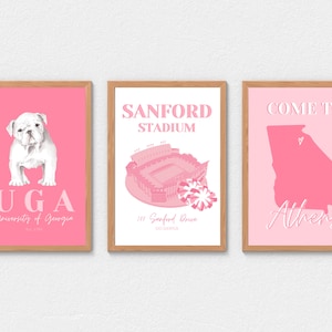 Preppy Universität von Georgia Digitaldrucke - 3er-Set (Rosa) INSTANT DOWNLOAD