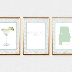 Tuscaloosa Southern Charm Digital Prints (Blue, Pink, & Green) | Set of 3 Digital Prints | Alabama | College Town | INSTANT DOWNLOADS
