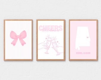 Cheers to Auburn! (Pink) | Set of 3 Digital Prints | Auburn | College Town | INSTANT DOWNLOADS