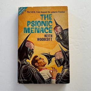Vintage pulp paperback sciencefictionboek The Psyonic Menace and Captives Of The Flame
