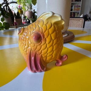 Mid Century Modern Decorative Fish Vase Retro Kitsch Pottery