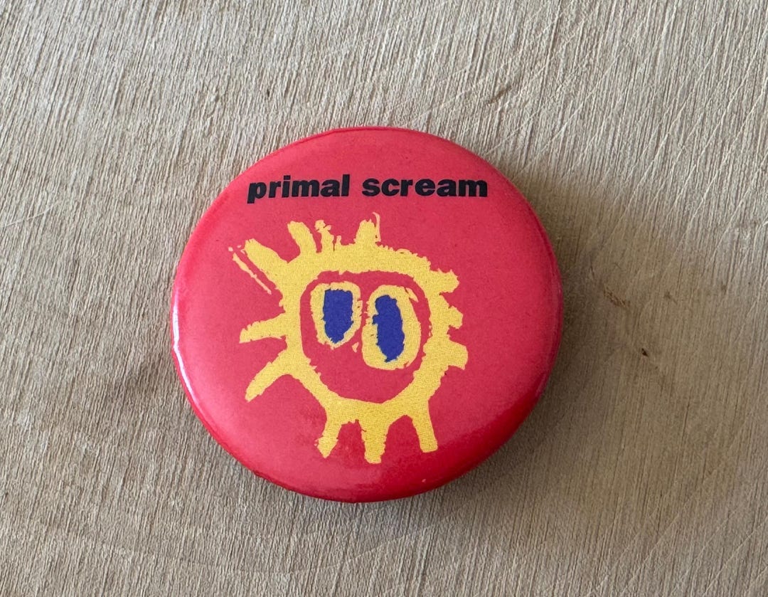 Primal Pin True Vintage 90s Primal Scream Screamadelica Cover Pinback Pin Button ...