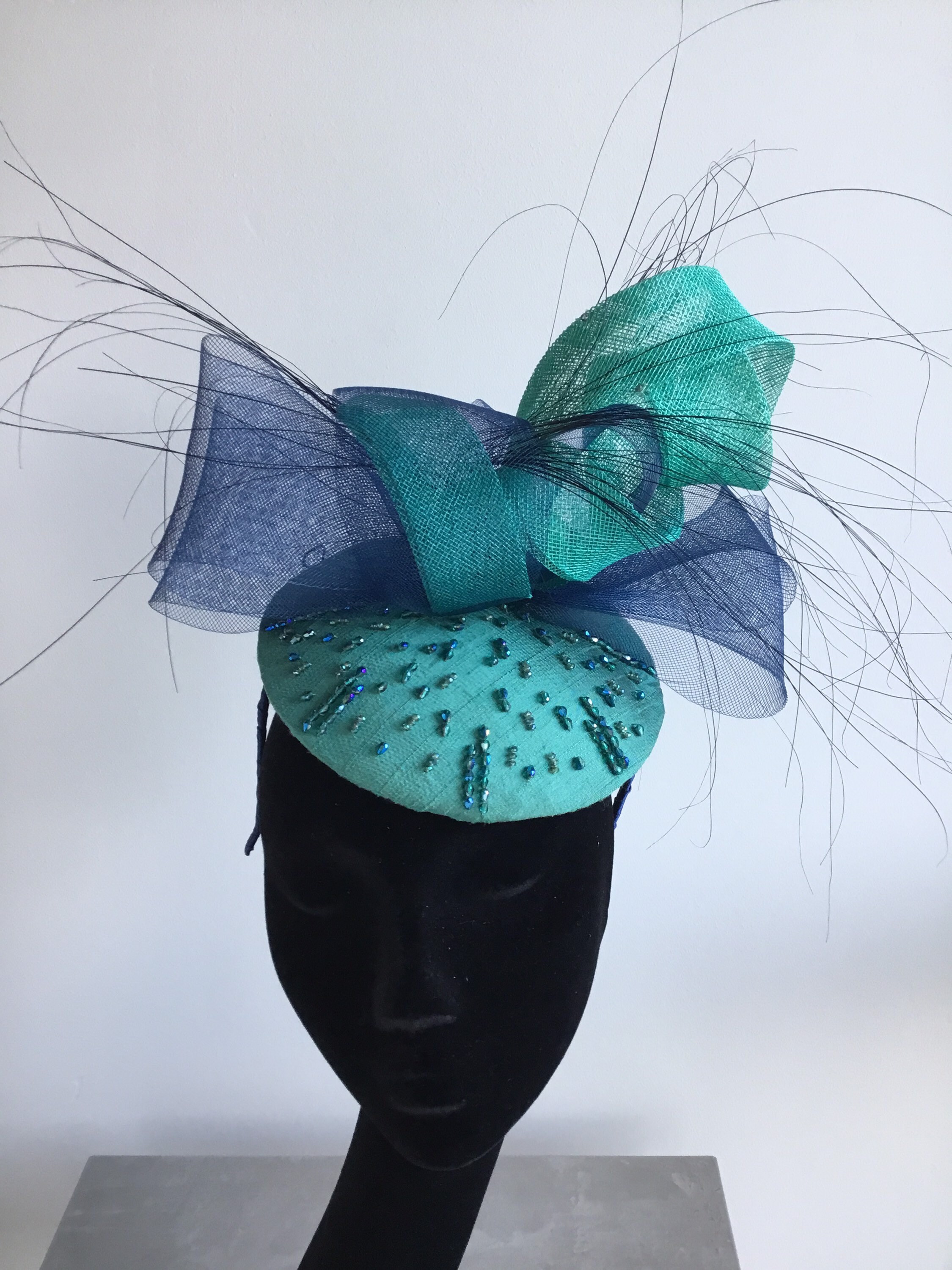 Teal and Navy Fascinator | Etsy