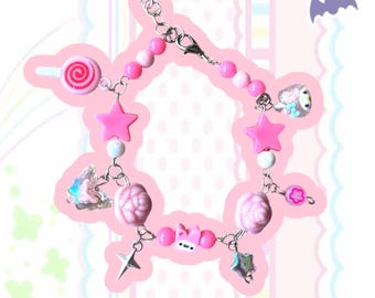Bracciale con ciondolo rosa – Perline My Melody, stella e accenti per dessert Sweet Treat