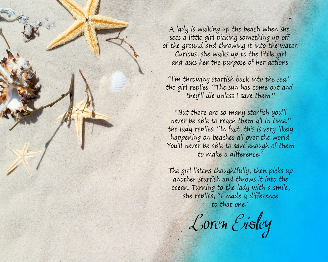 the-starfish-story-digital-download-wall-decor-coastal-decor-beach-inspirational-loren-eisley-etsy