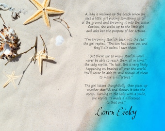 The Starfish Story, digital download, wall decor, coastal decor, beach, inspirational, Loren Eisley