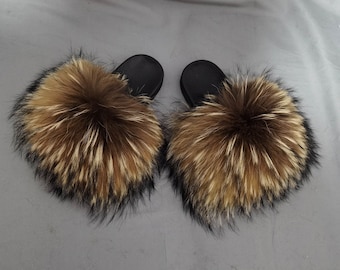 puma furry slides etsy
