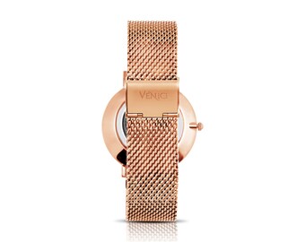 Minimalist Women's Watch Rose Gold Athena Wrist Watch (mesh Band