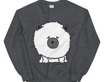 Frank the Keeshond Unisex Crewneck Fleece Sweatshirt Dog Wolf Spitz Illustration