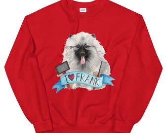 Custom Keeshond Name Portrait Unisex Crewneck Fleece Sweatshirt Keeshonden Keesie Dog Puppy Love Illustration Wolf Spitz Fur Baby