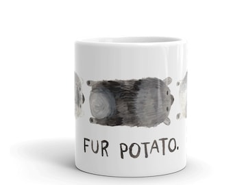 Fur Potato Keeshond Mug Sploot Coffee Tea Ceramic 11 oz 15 oz Dog Wolf Spitz Illustration