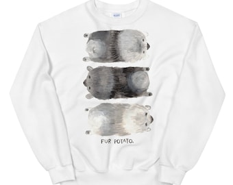 Fur Potato Keeshond Sploot Unisex Crewneck Fleece Sweatshirt Dog Wolf Spitz Illustration