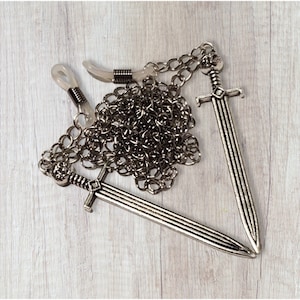 Gothic Sword Pendant Glasses Mask Chain