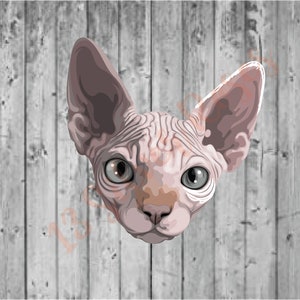 Sphynx Cat Print and Cut SVG Digital Download File (Commercial Use)