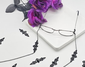 Gothic Bat Jewelry Pendant Glasses Chain- For Costumes, Halloween, Cosplay, Every Day Use