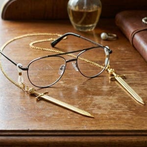 Gothic Sword Pendant Glasses Mask Chain