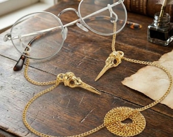 Cadena para gafas de sol con diseño de calavera de pájaro para disfraz de cosplay gótico de bruja