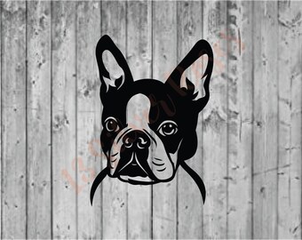 Boston Terrier Vinyl Decals - 3 Pack Reflective Stickers 3,4,6 Inches For Cars & Laptops