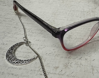 Cadena gótica para gafas y mascarilla con forma de luna