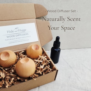 Solid Birch Wooden Sphere Diffusers, Natural Home Fragrance, Minimalist Hygge Decor Set