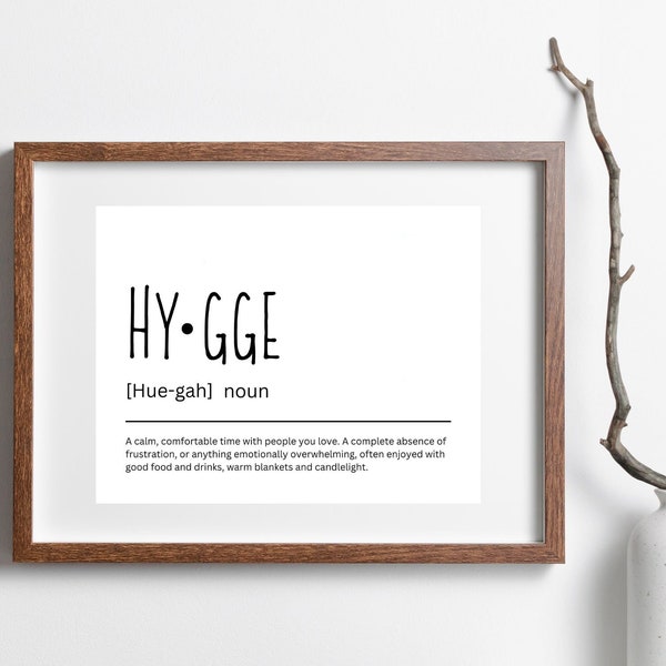 Hygge Definition Wall Print, Hygge Art Printable, Cozy Print, Cute Hygge Print, Relax and Comfort Print, Nordic Prints, Danish Prints