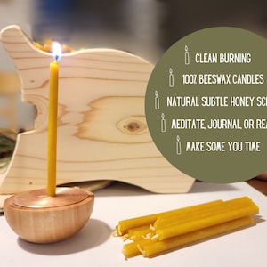 Beeswax Candle Kit, 20 Minute Candles, Hygge Candle Kit, Prayer Candle, Moment of Silence, Candle Holder, Stress Relief, Meditation Candle