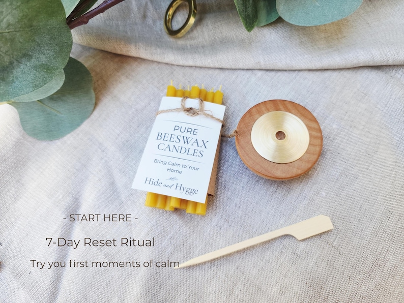 Meditation Candle Set, 20 Minute Burn, Pure Beeswax Mindfulness Candles, Hygge Ritual Holder image 5